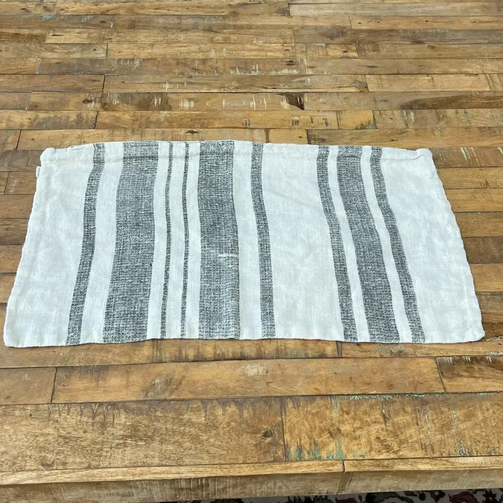 Arhaus 2 Pillow Shams Gray & White Striped 100% Linen 14